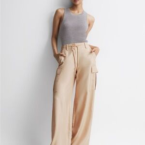 REISS -  WIDE LEG COMBAT TROUSERS IN NEUTRAL